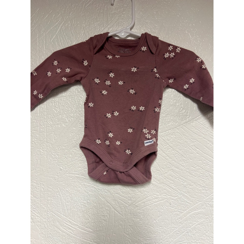 Modern‎ Moments by Gerber Baby Girls Newborn Mauve Floral Long Sleeve Bodysuit